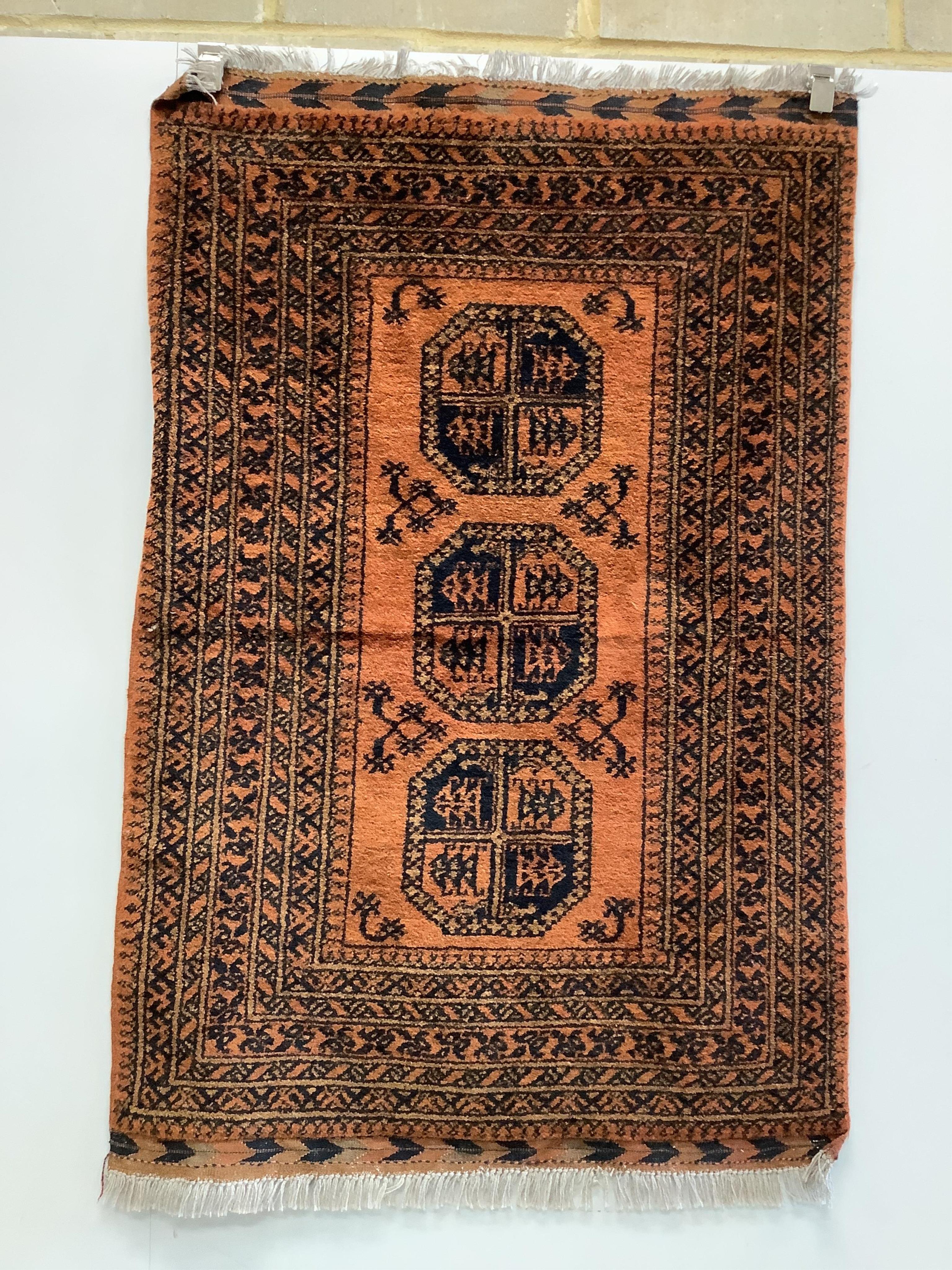 Two Bokhara style rugs, larger 180 x 96cm. Condition - fair